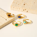 Retro New Lapis Turquoise Titanium Steel Ring – Everyday Gifts — 4