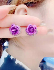 Female 925 Silver Needle Blue Rose Earrings – Gifts for Her — 4