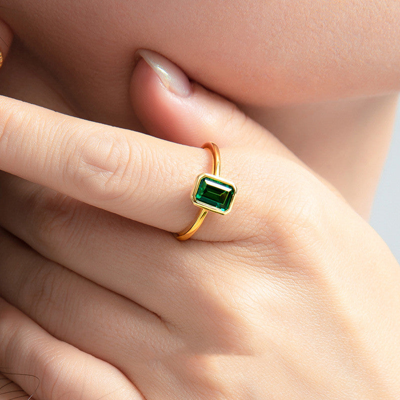 Female 925 Pure Women's Emerald Ring – Gifts for Her — 1