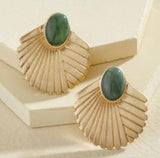 Fan-shaped Inlaid Natural Turquoise Earrings – Gift Ideas — 1