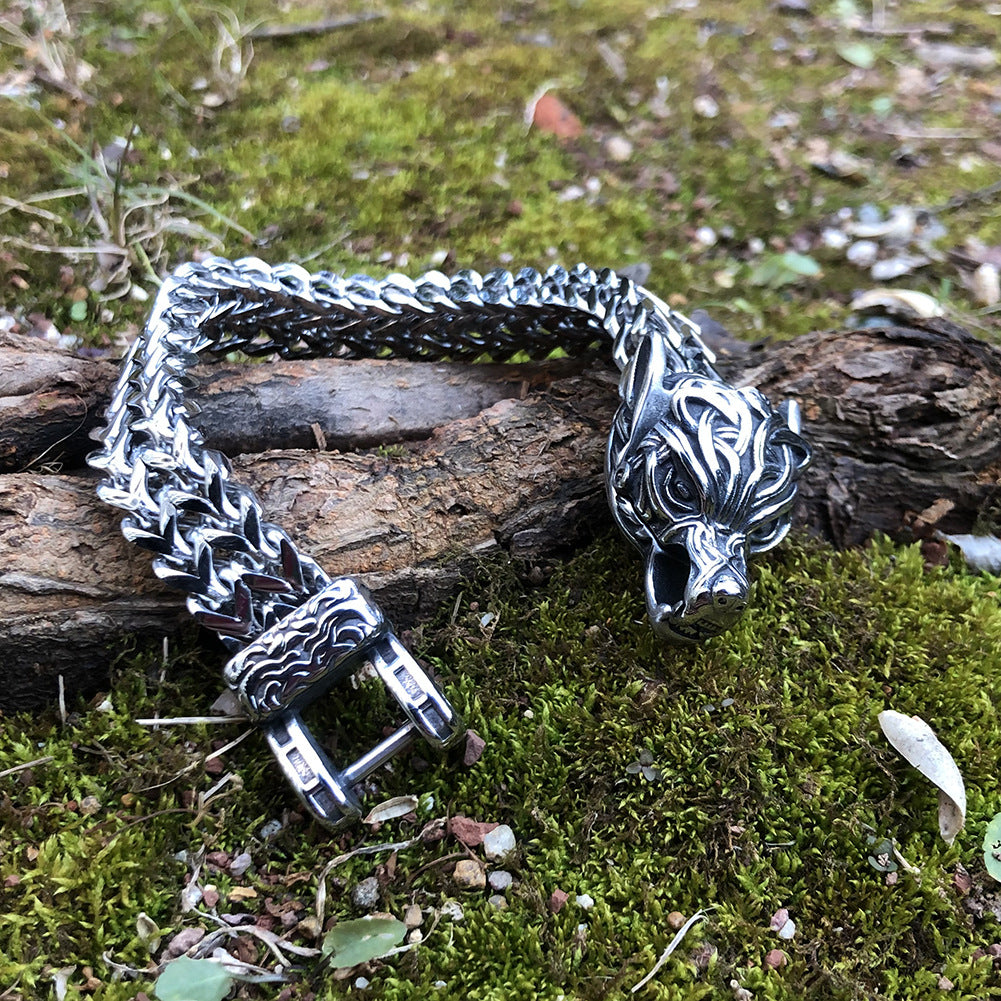 Mens Vintage Fashion Titanium Steel Viking Bracelet – Stylish Gifts — 1