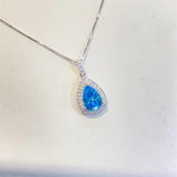 Ocean Blue Sapphire Water Drop Moissanite Pendant – Jewelry Gift Ideas — 3