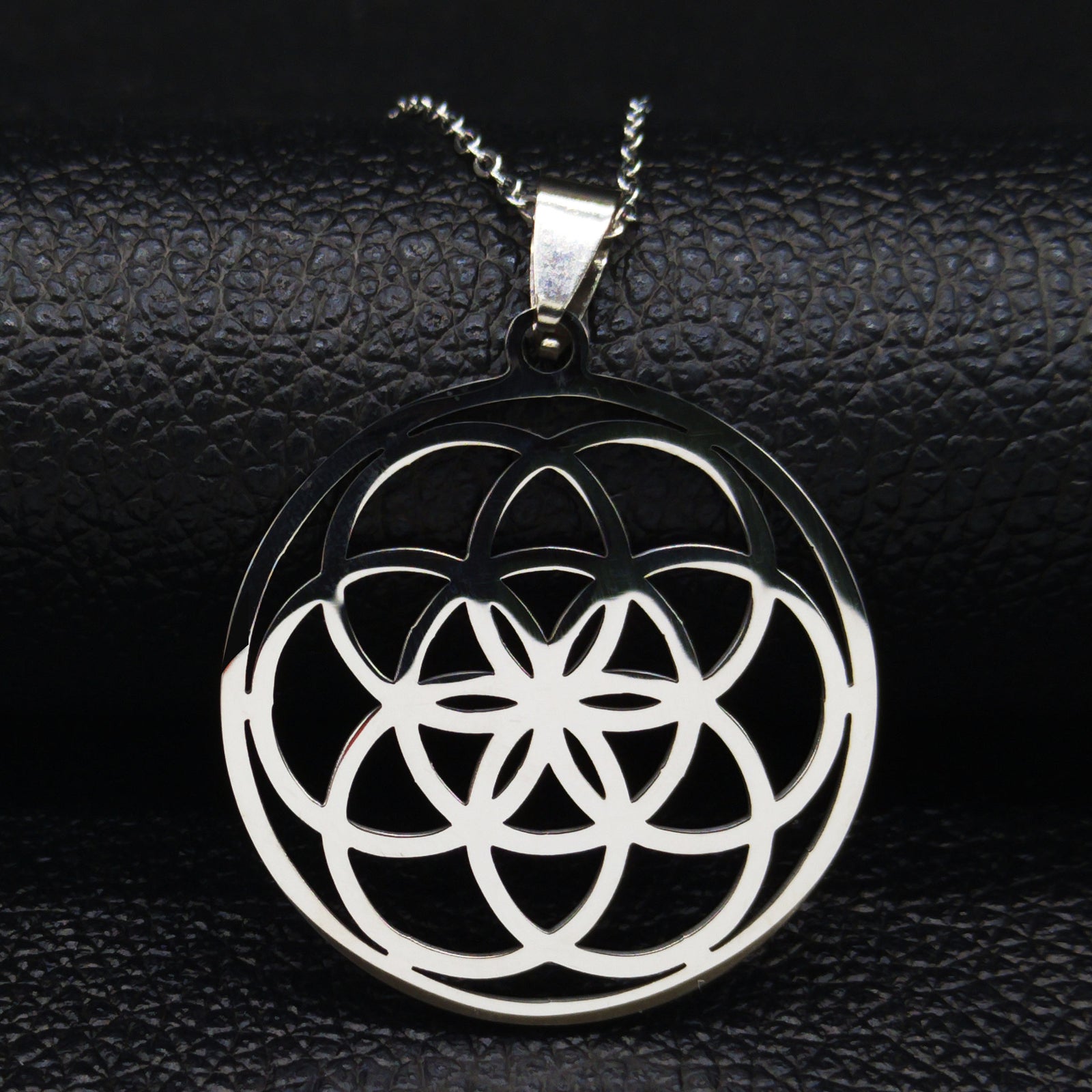 Hollow Circle Ring Pendant Flower Of Life Sacred – Jewelry Gift Ideas — 1