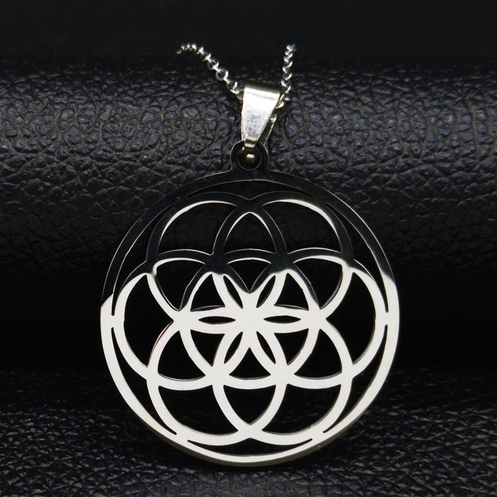 Hollow Circle Ring Pendant Flower Of Life Sacred – Jewelry Gift Ideas — 1
