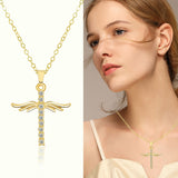 Angel Wings Cross Pendant Necklace For Woman – Jewelry Gift Ideas — 1