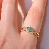 Simple Temperament Green Chalcedony S925 Silver Ring – Everyday Gifts — 1