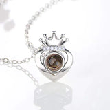 Women's Silver Heart Crown Projection Necklace – Jewelry Gift Ideas — 4