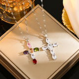 Colored Zircon Cross Necklace With Diamonds Does – Jewelry Gift Ideas — 16