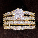 Hollow Double Layer Zircon Engagement Ring Set – Gifts for Couples — 1