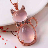 Natural Crystal Cat Pendant Clavicle Chain – Jewelry Gift Ideas — 5