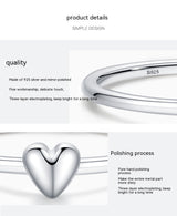 925 Sterling Silver Plain Simple Heart-shaped Ring – Gifts for Her — 12
