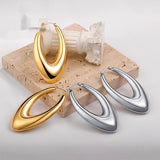 Long Oval Glossy Hollow Earrings Stainless Steel – Small Gift Ideas — 1