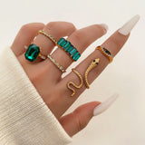 Women's Fashion Geometric With Green Rhinestone Ring – Stylish Gifts — 5