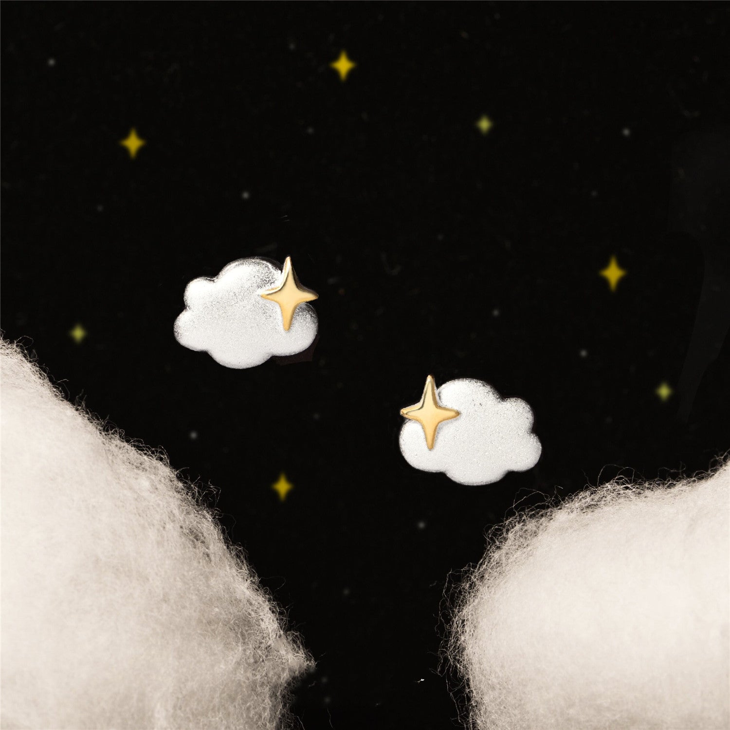 S925 Sterling Silver Star Cloud Stud Earrings – Small Gift Ideas — 1