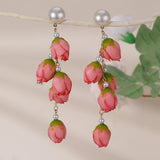 Colorful Green Bud Long Female Stud Earrings – Gifts for Her — 5