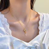 Simple 18K Gold-plated Tassel Bow Necklace – Jewelry Gift Ideas — 2
