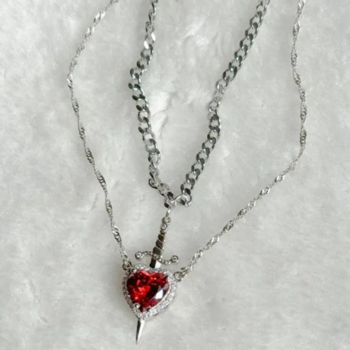 Heart And Sword Necklace Set Couple Necklace – Jewelry Gift Ideas — 1