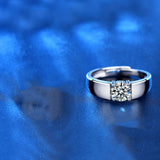 925 Sterling Silver Men's Platinum Moissanite Ring – Gifts for Him — 3