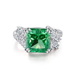 S925 Sterling Silver Emerald Ring Female High Carbon – Gifts for Her — 17