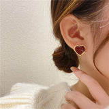 Enamel Red Heart Earrings 18K Gold Stud Earrings – Gifts for Her — 3