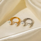 18K Gold Stainless Steel Pearl Size Open Ring Does – Everyday Gifts — 6