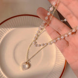Women's Pearl Double-layer Opal Heart Necklace – Jewelry Gift Ideas — 10