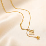 Simple M Shaped Small Square Pendant Necklace – Jewelry Gift Ideas — 2