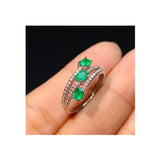 925 Silver Inlaid Natural Colombian Emerald Ring – Unique Gift Ideas — 3