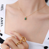 Women's Vintage Emerald Zircon Pendant Necklace – Jewelry Gift Ideas — 3