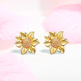 Sterling Silver Earrings Sunflower Simple Diamond Set – Surprise Gifts — 2