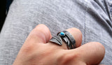 Fashion Titanium Steel Turquoise High Bridge Ring – Stylish Gifts — 3