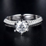 S925 Silver Ladies Middle Finger Six Prong Diamond Ring – Gift Ideas — 1