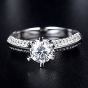 S925 Silver Ladies Middle Finger Six Prong Diamond Ring – Gift Ideas — 1