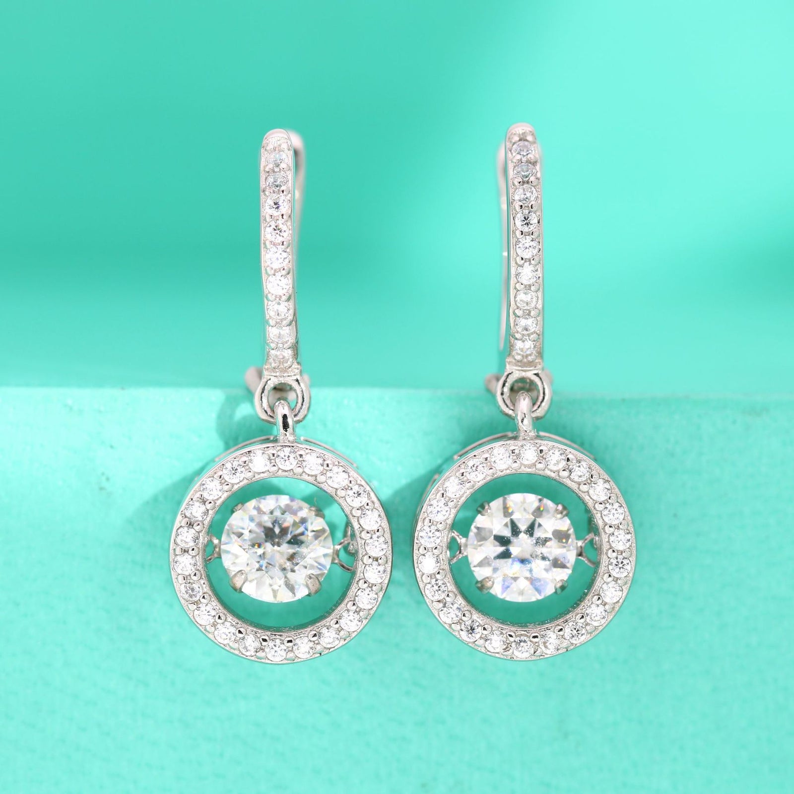 Moissanite Diamond Earrings Silver Needle – Thoughtful Gifts — 1