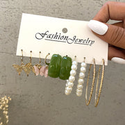 Creative Vintage Pearl Hoop Earrings Set – Stylish Gifts — 1