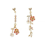 Women's Heart Long Cross Design Flower Earrings – Gifts for Her — 2