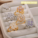 Rotatable Flower Rings With Rhinestones Ins Fashion – Stylish Gifts — 1