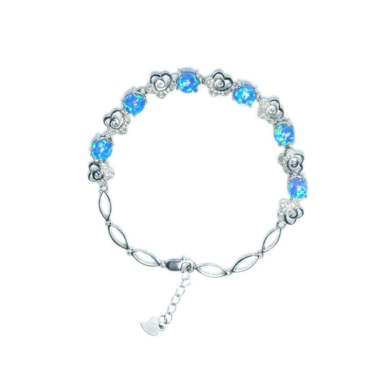 6mm Blue Opal Bracelet Silver Jewelry Colorful – Jewelry Gift Ideas — 1
