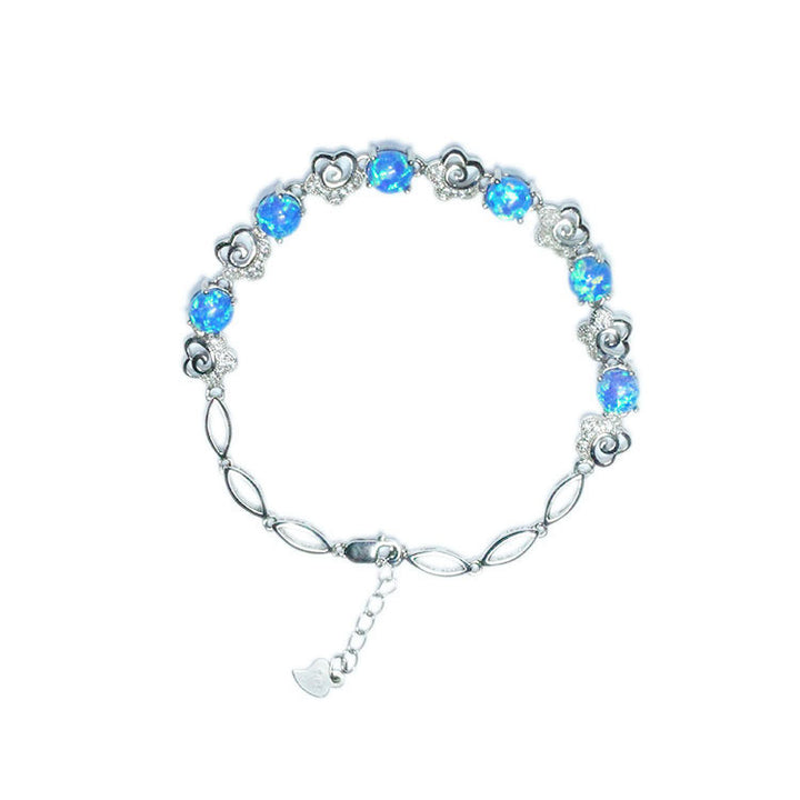 6mm Blue Opal Bracelet Silver Jewelry Colorful – Jewelry Gift Ideas — 1