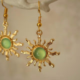 Cold Gold And Light Green Acrylic Sun Earrings – Meaningful Gifts — 9