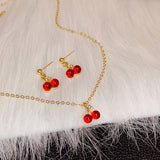 French Garnet Cherry Pendant Wine Red Ear Stud – Jewelry Gift Ideas — 2
