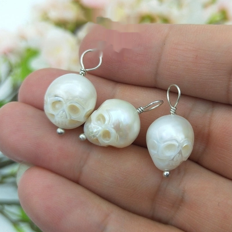 Silver Plated Vintage Freshwater Skull Pendant – Jewelry Gift Ideas — 1
