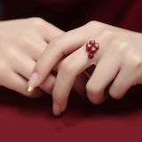 Women's S925 Sterling Silver Cinnabar Ring Niche – Gifts for Her — 5