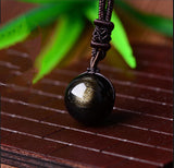Natural Crystal Pendant Gold Obsidian Obsidian – Jewelry Gift Ideas — 5
