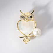 Natural Pearl Copper Zircon Owl Brooch – Jewelry Gift Ideas — 2