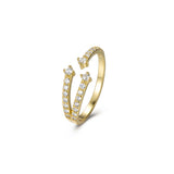 Diamond-embedded Open Ring Electroplated Zircon – Everyday Gifts — 4