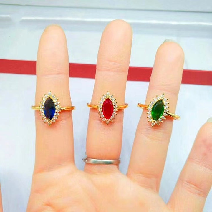 Brass Gold-plated Micro-inlaid Olive-tipped Gemstone – Useful Gifts — 1