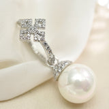 Micro-set Zircon Cross Pearl Silver Needle Earrings – Small Gift Ideas — 4