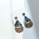 Women's Geometric Clay Black Gold Foil Earrings – Gifts for Her — 8