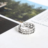 Women's Vintage Woven Mesh S925 Sterling Silver Ring – Gifts for Her — 2